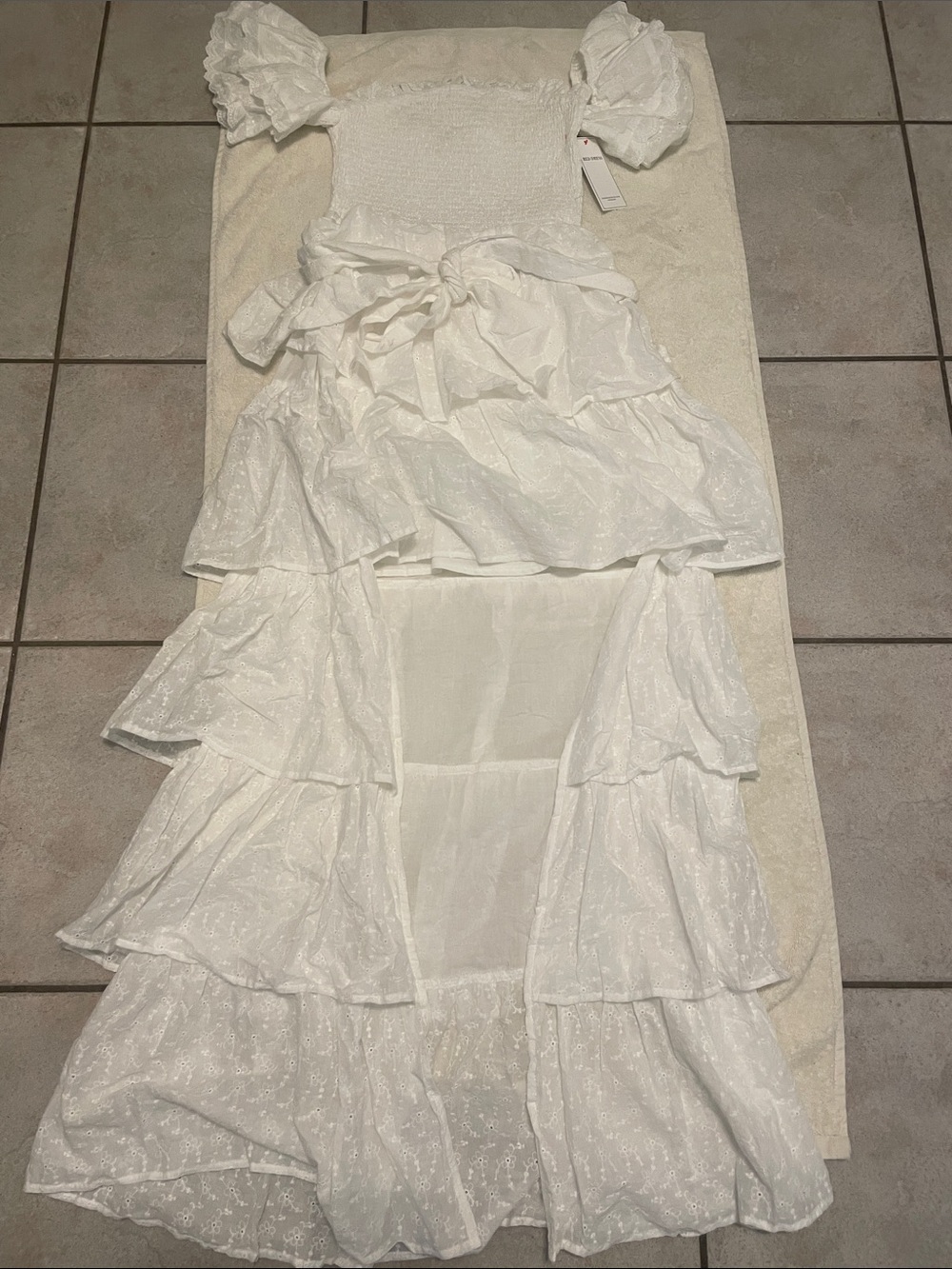 NWT Red Dress Aura White Tiered Ruffle Maxi Dress